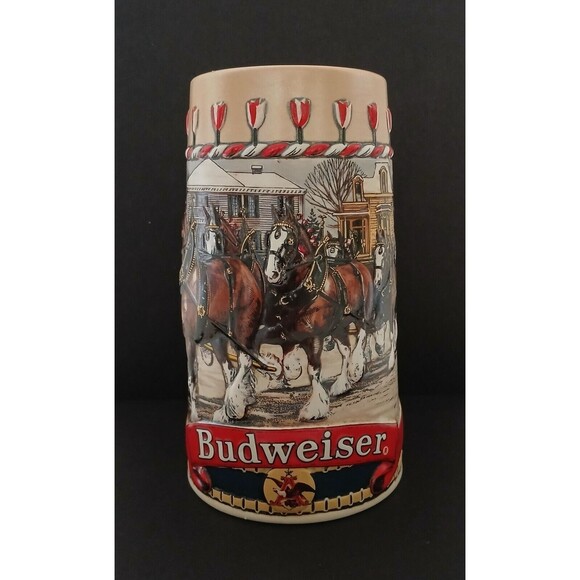 Budweiser Handcrafted 1986 Ceramarte B Series Textured Horse Carriage Mug Heavy - Picture 4 of 14